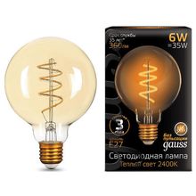 Gauss Лампа светодиодная Gauss Led Filament G95 Flexible E27 6Вт 2400K 105802007 ID - 429935