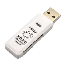 Карт-ридер внешний USB 5Bites RE2-100WH White, microSD SD, USB2.0