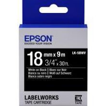 EPSON LK-5BWV картридж с яркой лентой 18 мм, белый шрифт на чёрном фоне