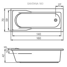 Акриловая ванна Cersanit SANTANA 160 WP-SANTANA*160-W 160х70