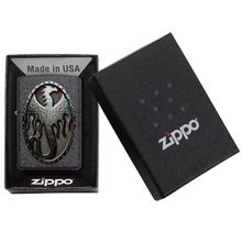 Зажигалка серая матовая Zippo Metal Dragon Shield Design с покрытием Iron Stone