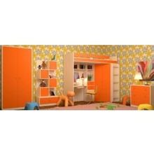 РВ-мебель Модульная детская Астра, дуб молочный   оранжевый