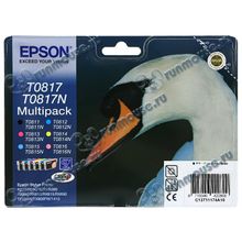 Комплект картриджей Epson "T0817 T0817N" C13T11174A10 (черный, голубой, пурпурный, желтый, светло-голубой, светло-пурпурный) для Stylus Photo R270 R390 RX590 RX610 RX690 TX700W TX800FW 1410 [88099]