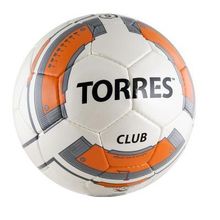 Мяч футбольный Torres Club р. 5. Бело-бежево-оранжево-серый.