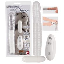 Прозрачная рифленая вибронасадка Vibrating Sleeve - 22,5 см.