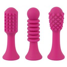 Ярко-розовый клиторальный вибратор с 3 насадками Spot Vibrator with 3 Tips - 17,9 см. (234781)