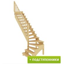 Лестница К-001М 3 Л 15 ступеней (h=3,12 м) с подступенками, сосна
