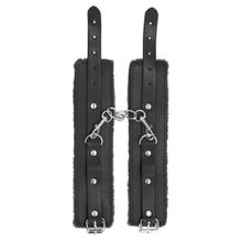 Черные наручники Plush Leather Hand Cuffs