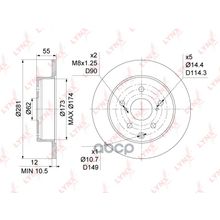 Диск Тормозной | Зад | Toyota Rav 4 Iii-Iv 2.0-3.5 05-   Mark X 2.4-3.5 07-13 LYNXauto арт. BN1137