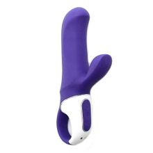  Фиолетовый вибратор Satisfyer Vibes Magic Bunny с клиторальным отростком - 17,6 см.