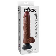 Pipedream Коричневый вибратор-гигант со съёмной присоской 10  Vibrating Cock with Balls - 25,4 см.