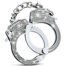 Серебристые наручники со стразами Bling Cuffs