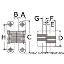 Osculati Hidden hinge 84 mm 2 pcs. package, 38.527.06