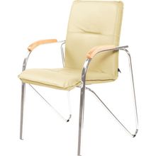 Конференц-стул Samba светло-бежевый (искусственная кожа бук металл серебристый)