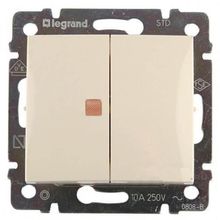 Legrand Переключатель двухклавишный Legrand Valena 10A 250V с подсветкой cлоновая кость 774345 ID - 242953