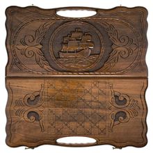 Нарды резные "Корабль" с ручкой 60