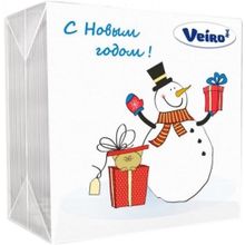 Veiro 100 салфеток в пачке снеговик с подарками