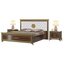 Мэри-Мебель Спальня Версаль орех тайский Кровать 1800 мягкое изголовье с двумя Тумбами ID - 292324