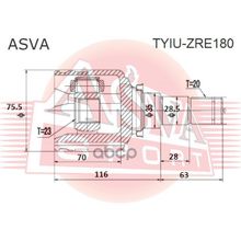 Шрус Внутренний Toyota  Auris 2012<Avensis T27 2008< 23*35*20 Мм ASVA арт. TYIUZRE180