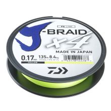 Леска плетеная Daiwa J-Braid X4 135м 0,25мм желтая