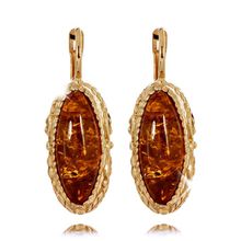 Серьги с янтарем (позолота) (арт. 57801-3026)