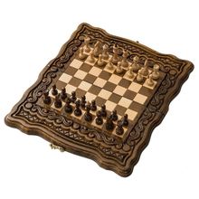 Шахматы + нарды резные "Бриз" 30, Haleyan (kh126)