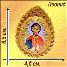 Именная икона в бересте "Леонид"