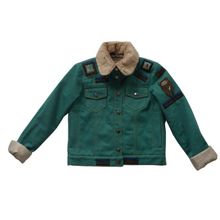 Leya.me Утепленная джинсовая куртка зеленая ALD 028