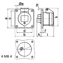 Bals Панельная розетка Bals 1333 400 В 32 А 5 полюсов IP44 винтовые клеммы серо-красная