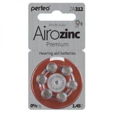 Батарейка Perfeo ZA312 6BL Airozinc Premium для слуховых аппаратов, 6 шт, блистер