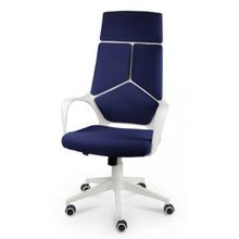 Кресло офисное IQ белый пластик темно-синяя ткань