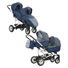 Aro Team 2 в 1 для двойни Twinat Duo темно-синяя в мелкую клетку