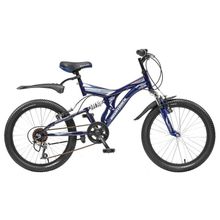 NOVATRACK Titanium (6ск, двухподвес,тормоз Vbr,Shimano RS35 TY21)(X61168-K, колесо 20", темно-синий)