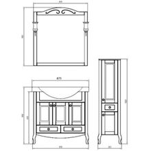 ASB-Woodline Тумба с раковиной Флоренция 85 белая патина, серебро, массив ясеня