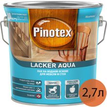 ПИНОТЕКС Аква лак для мебели и стен глянцевый (2,7л)   PINOTEX Lacker Aqua 70 лак на водной основе для мебели и стен глянцевый (2,7л)
