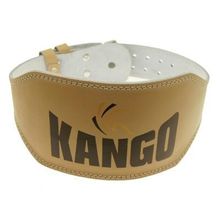 Пояс для тяжелой атлетики Kango Fitness бежевый, кожа размер  S