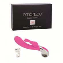 California Exotic Novelties Розовый вибратор Embrace Bunny Wand - 21 см.