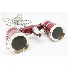 Бинокль Театральный 3х25 Красный Серебро На Цепочке