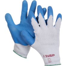 Перчатки ЗУБР рабочие с резиновым рельефным покрытием, размер L