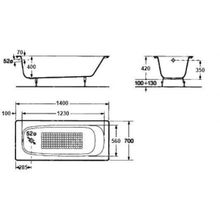 Чугунная ванна Roca Continental 140x70 гладкая