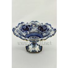 Фруктовница малая в золоте "Волнистая" . Гжельский фарфор. арт. 1180