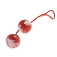 Seven Creations Красно-белые вагинальные шарики  со смещенным центром тяжести Duoballs