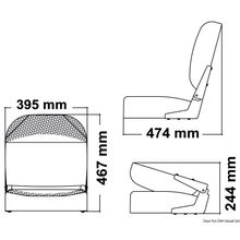 Osculati Seat w foldable back sand vinyl cushion, 48.404.03