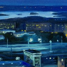 Картина на холсте маслом "Ночной ЖД вокзал Нск-Главный"