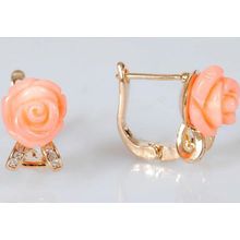 Серьги с кораллом "Розочка бант"