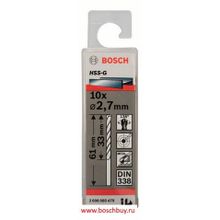 Bosch Набор 10 сверл по металлу HSS-G 2,7 мм DIN 338 (2608585479 , 2.608.585.479)