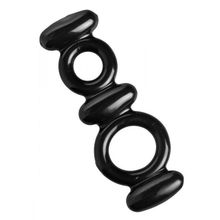 XR Brands Двойное эрекционное кольцо Dual Stretch To Fit Cock and Ball Ring (черный)