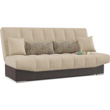 Смарт Диван прямой Арбат Бежевая рогожка Коричневая экокожа книжка