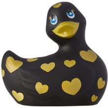 Черный вибратор-уточка I Rub My Duckie 2.0 Romance с золотистым принтом (черный с золотистым)