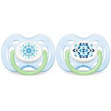 Пустышка Philips Avent силиконовая"Free Flow Design"0-6 мес., 2шт., для мальчика, арт. 86401